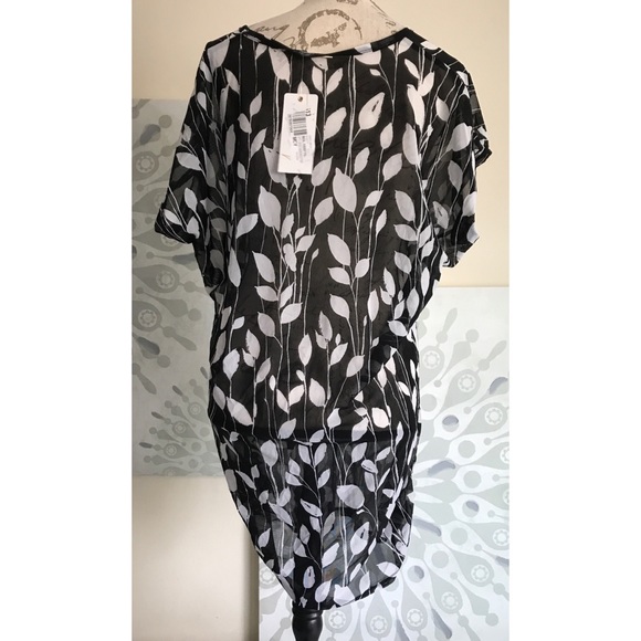 {Anne Cole} White Vines Mesh V-Neck Swim Coverup - Picture 3 of 8